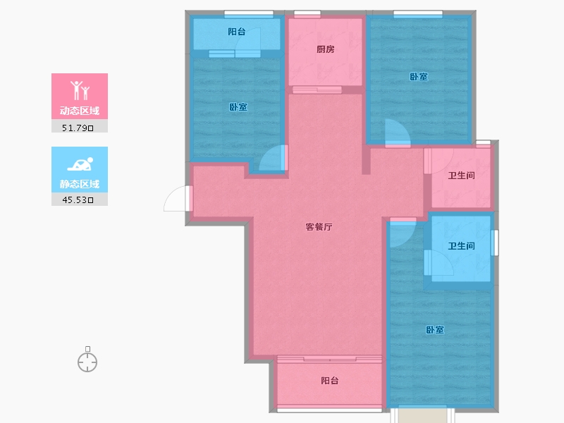 河北省-邢台市-瀚业紫御澜湾-85.55-户型库-动静分区