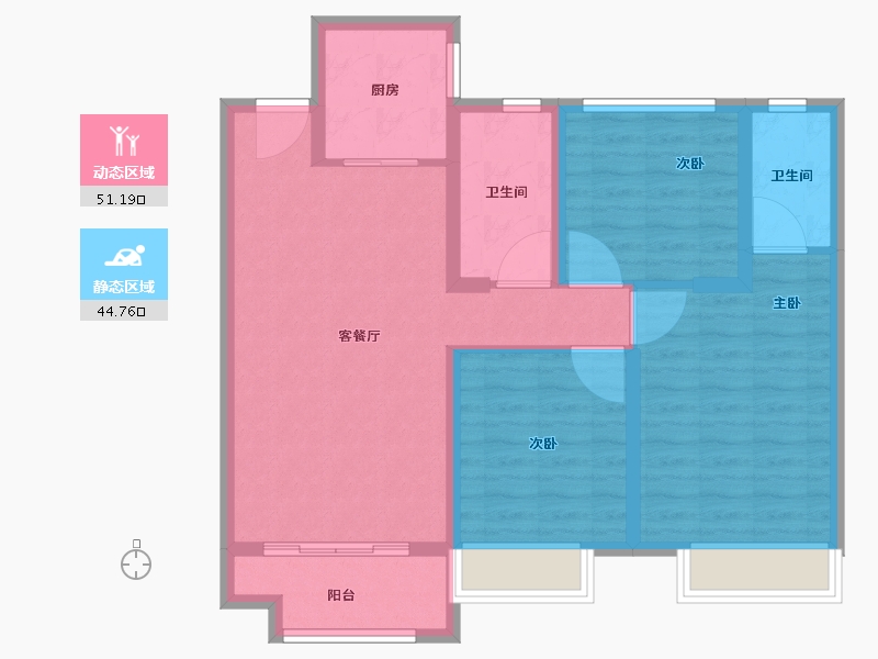 江苏省-苏州市-中梁珑璟阁-85.61-户型库-动静分区