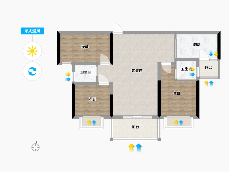 广东省-江门市-金讯豪园-80.00-户型库-采光通风