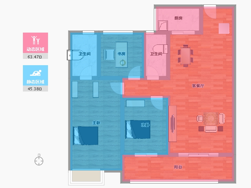 湖南省-邵阳市-新邵江山如画-96.59-户型库-动静分区