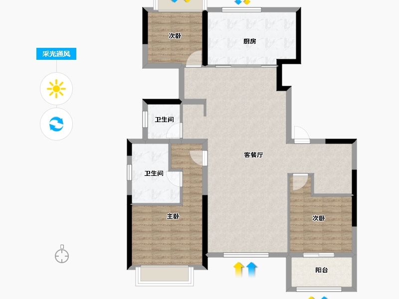 湖北省-武汉市-新城阅琨台-110.77-户型库-采光通风