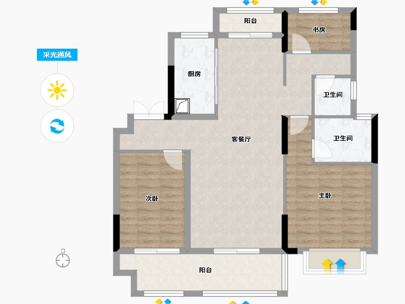 山东省-菏泽市-绿城单县兰园-100.00-户型库-采光通风