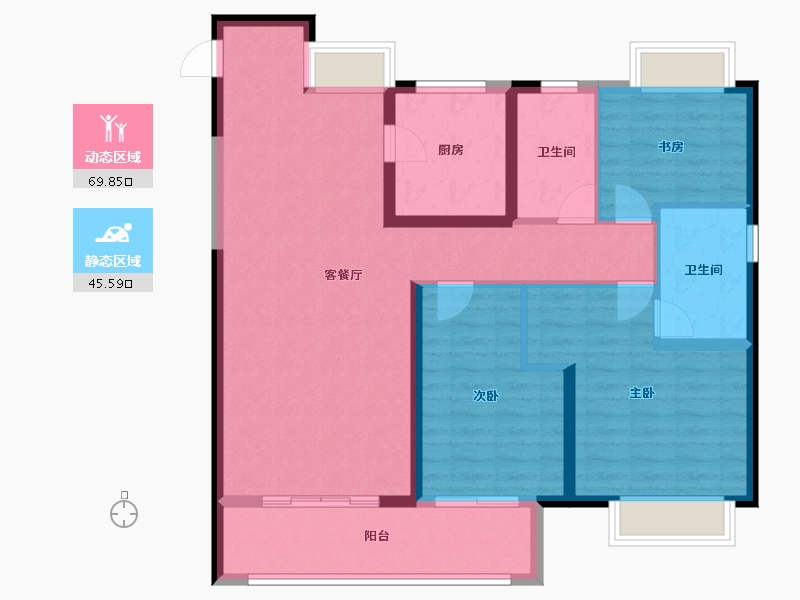 湖北省-武汉市-新城阅琨台-103.87-户型库-动静分区