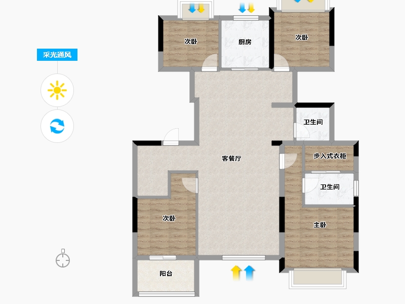 湖北省-武汉市-新城阅琨台-111.23-户型库-采光通风