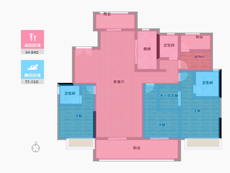 湖南省-长沙市-美的·云樾-131.90-户型库-动静分区