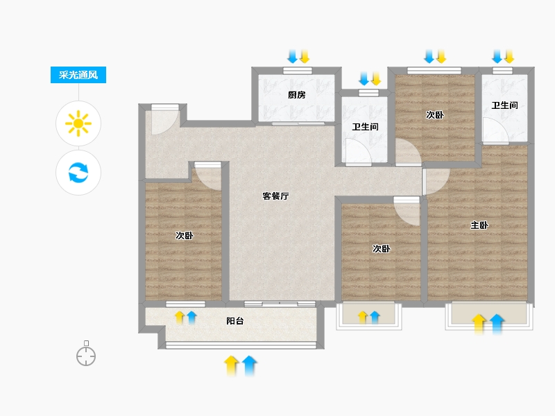 江苏省-苏州市-中梁珑璟阁-109.12-户型库-采光通风