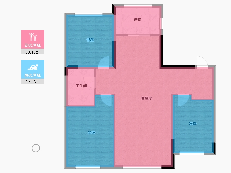 辽宁省-盘锦市-总部生态城·泰郡三期-88.67-户型库-动静分区