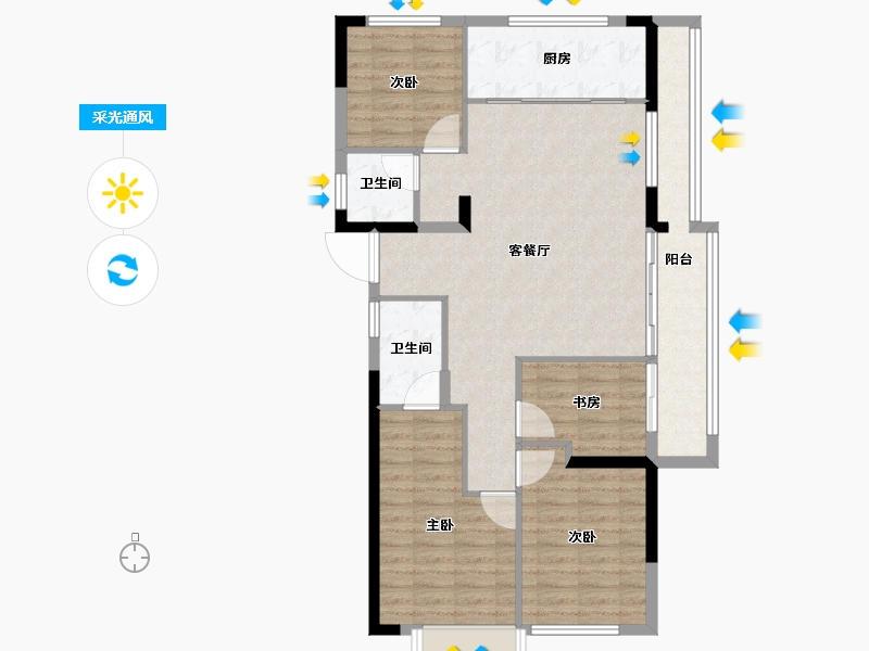 福建省-福州市-中海晋安湖叁号院-100.00-户型库-采光通风