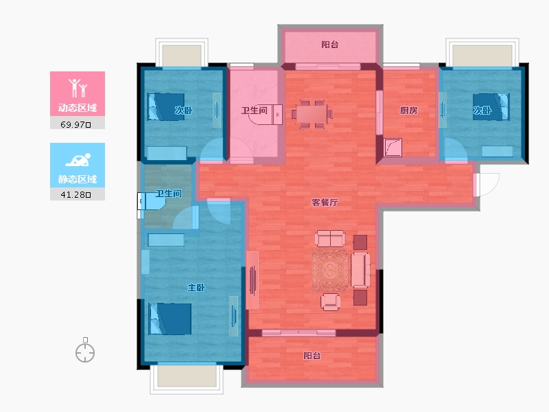 湖北省-孝感市-华耀府东明珠二期-98.24-户型库-动静分区