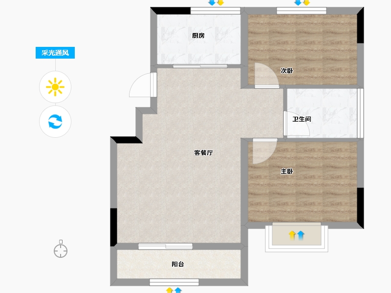 辽宁省-盘锦市-总部生态城泰郡-65.87-户型库-采光通风