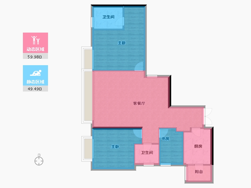 重庆-重庆市-日月光解放碑1号R3-99.80-户型库-动静分区