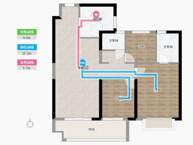 湖北省-武汉市-新城阅琨台-90.86-户型库-动静线