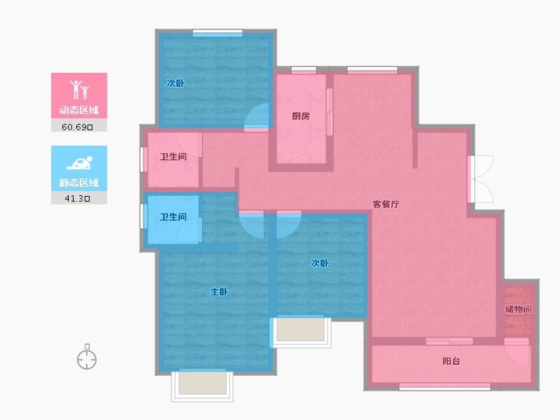 河南省-焦作市-孟州宏业鑫城-89.36-户型库-动静分区