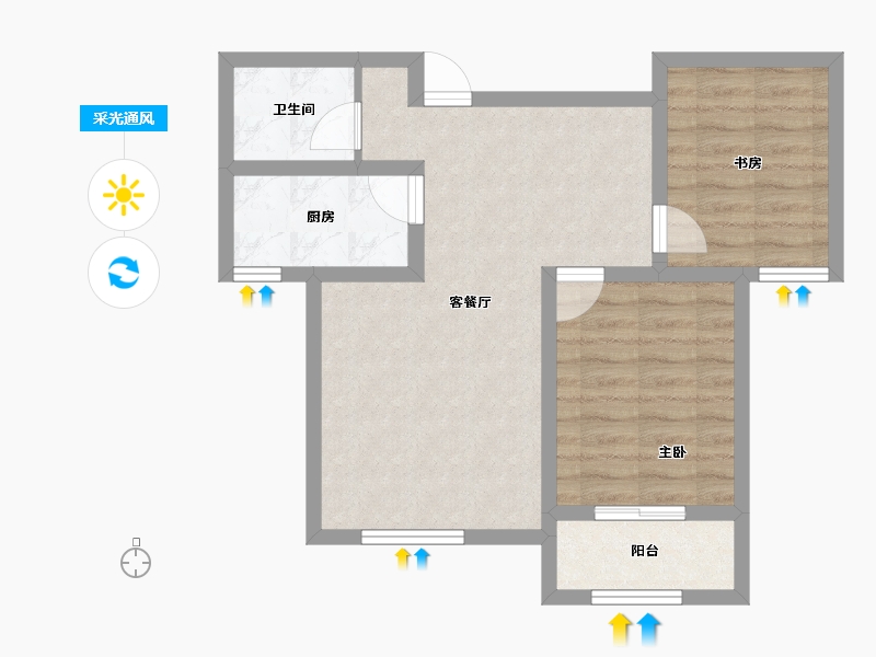 河北省-邢台市-瀚业紫御澜湾-59.05-户型库-采光通风