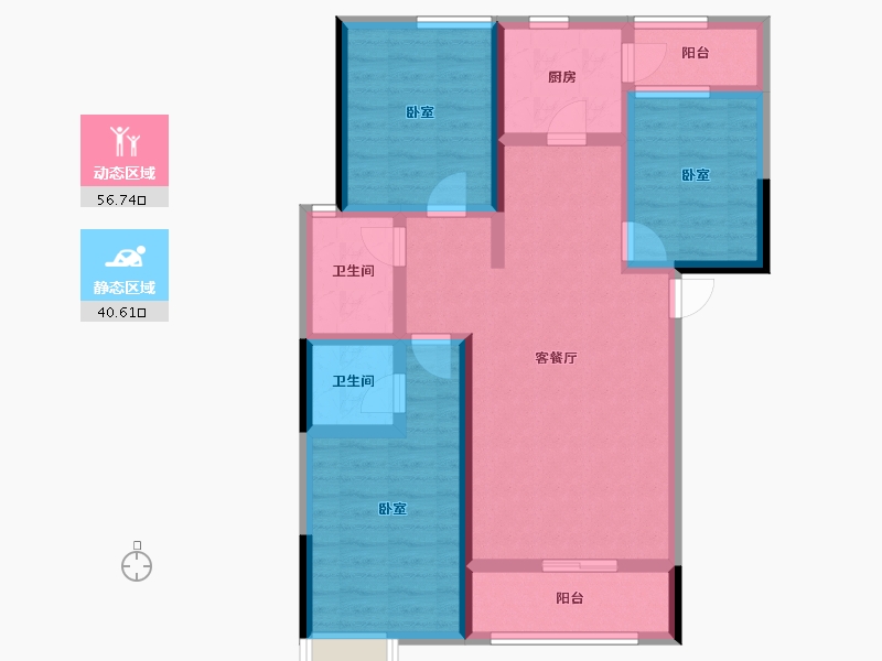 河北省-邢台市-瀚业紫御澜湾-85.30-户型库-动静分区