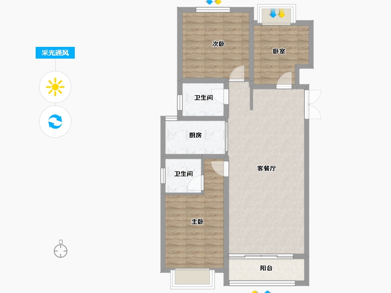 河北省-石家庄市-和誉府-84.38-户型库-采光通风