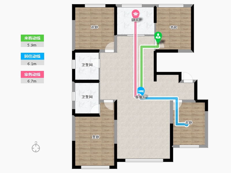 辽宁省-盘锦市-蓝色康桥M区·公园里-121.03-户型库-动静线