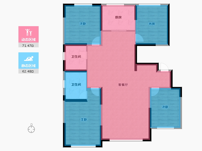 辽宁省-盘锦市-蓝色康桥M区·公园里-121.03-户型库-动静分区