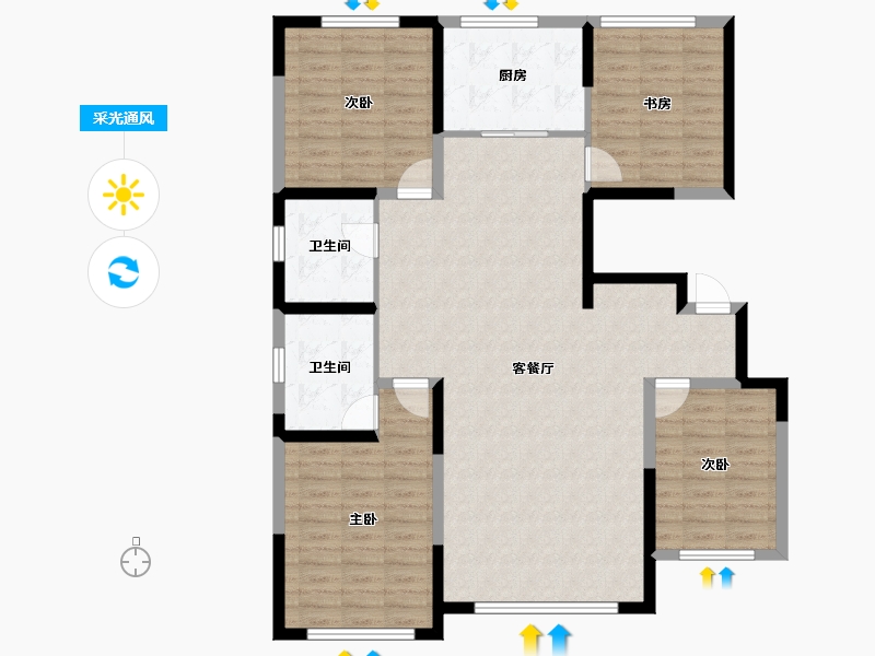 辽宁省-盘锦市-蓝色康桥M区·公园里-121.03-户型库-采光通风