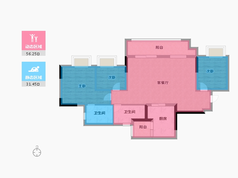 重庆-重庆市-寻光沙磁-77.29-户型库-动静分区