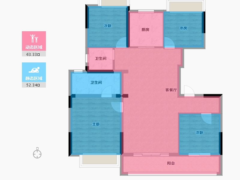 湖北省-武汉市-新城阅琨台-104.05-户型库-动静分区