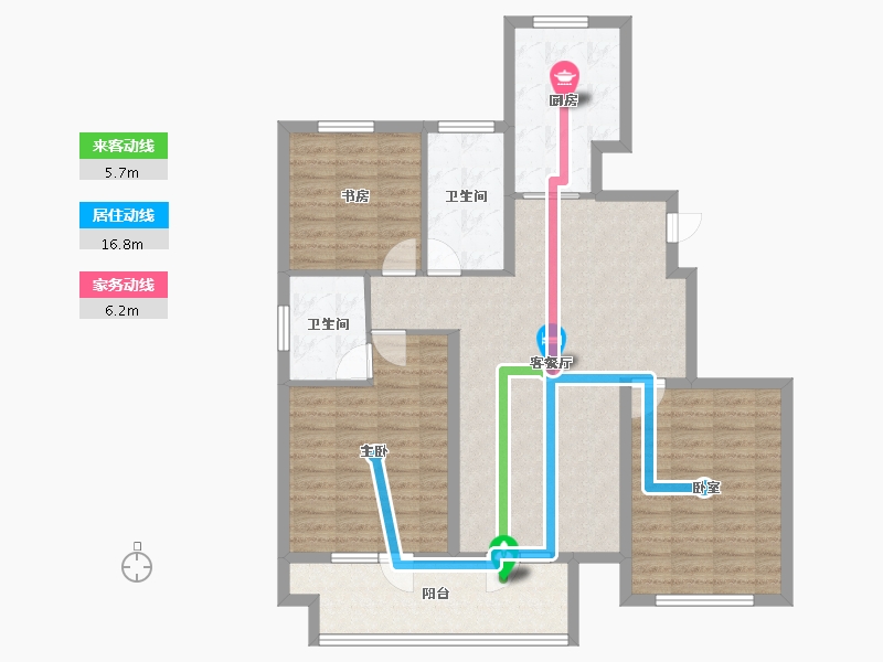 山东省-泰安市-城开·玉园-106.60-户型库-动静线