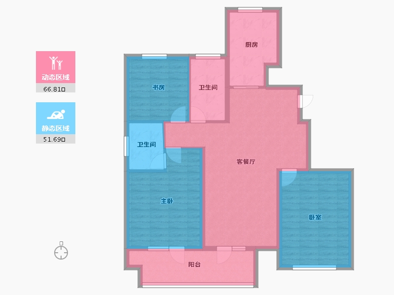 山东省-泰安市-城开·玉园-106.60-户型库-动静分区