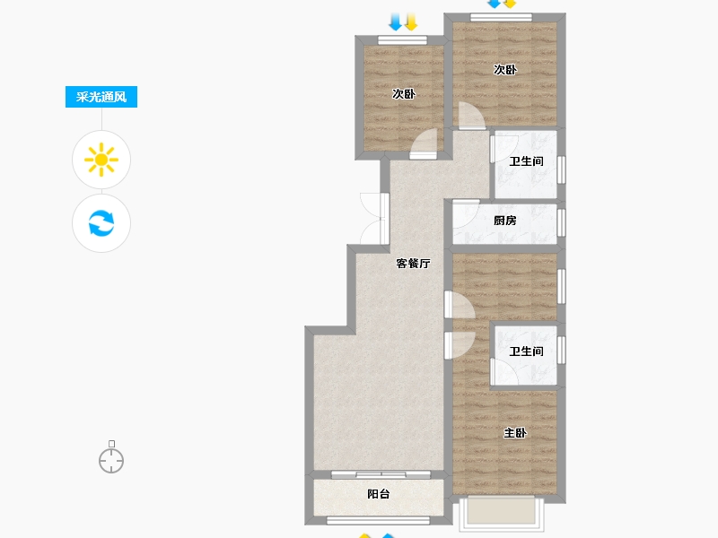 河北省-石家庄市-和誉府-77.33-户型库-采光通风