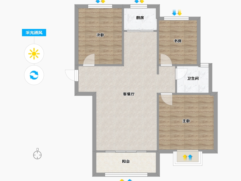 山东省-烟台市-中高凤凰城-80.29-户型库-采光通风