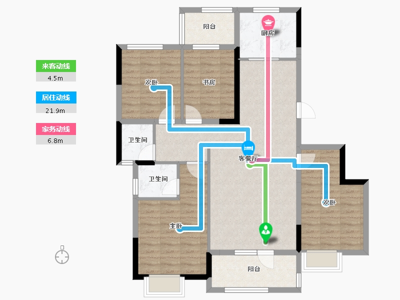 湖北省-随州市-随州曾投璟园-107.27-户型库-动静线