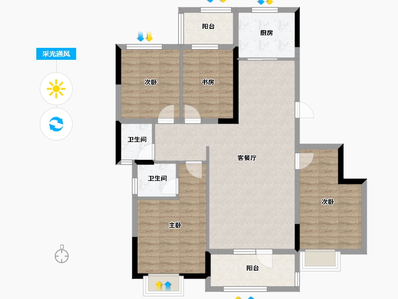 湖北省-随州市-随州曾投璟园-107.27-户型库-采光通风