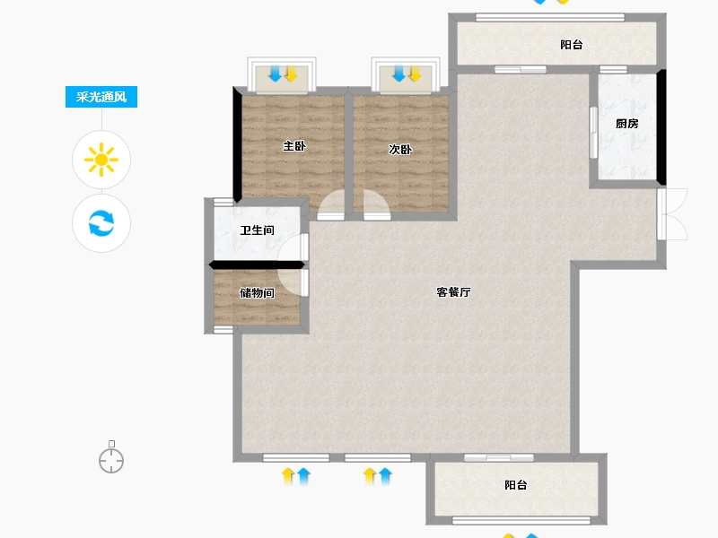 湖南省-长沙市-中信城开·东宸上品-126.54-户型库-采光通风