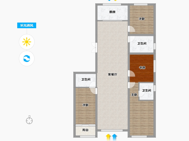 河北省-石家庄市-和誉府-123.67-户型库-采光通风