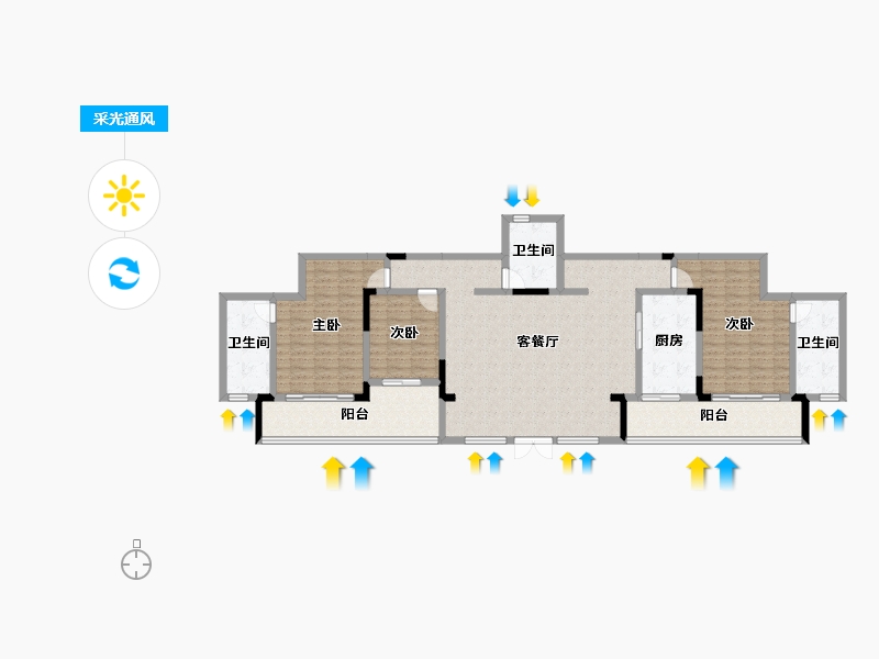 重庆-重庆市-花滩国际新城世纪华府-150.18-户型库-采光通风