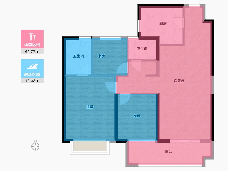 湖北省-武汉市-新城阅琨台-90.86-户型库-动静分区