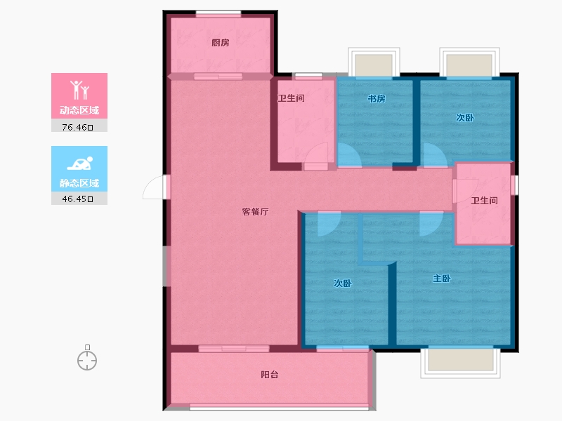 湖北省-武汉市-新城阅琨台-110.86-户型库-动静分区