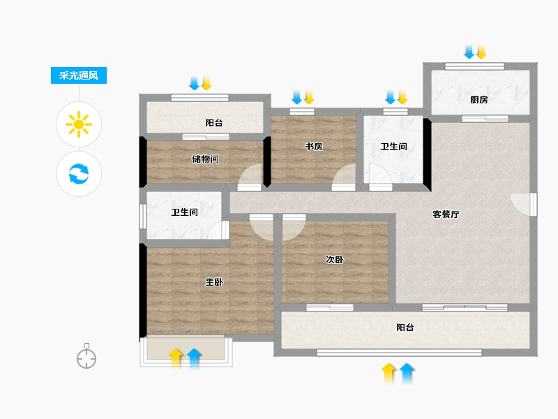 湖南省-长沙市-兴进珺府-96.31-户型库-采光通风