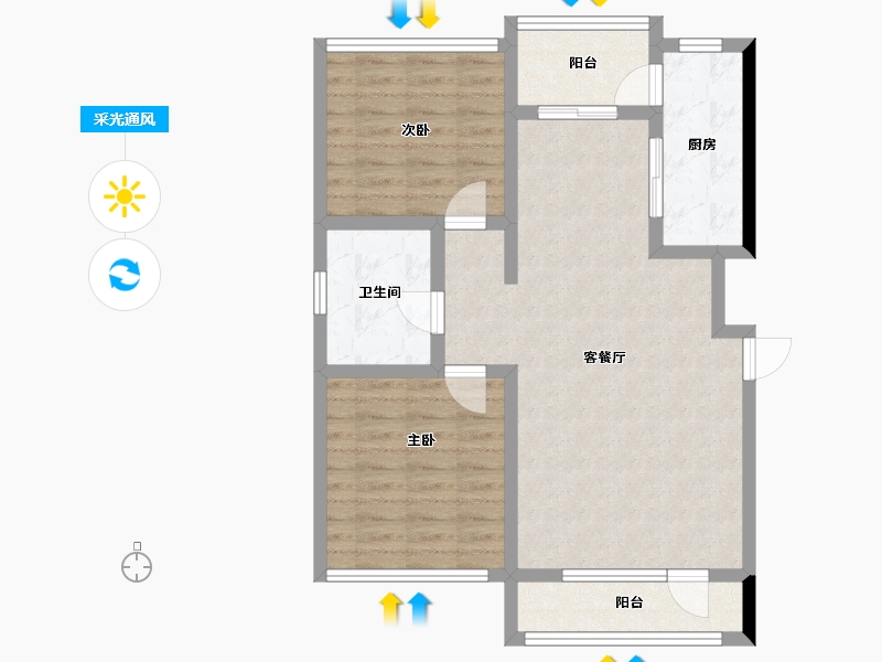 辽宁省-盘锦市-海泉湾霞光府-76.75-户型库-采光通风