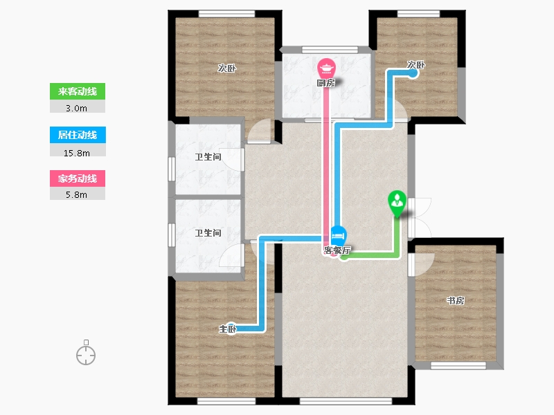 辽宁省-盘锦市-蓝色康桥M区·公园里-109.71-户型库-动静线