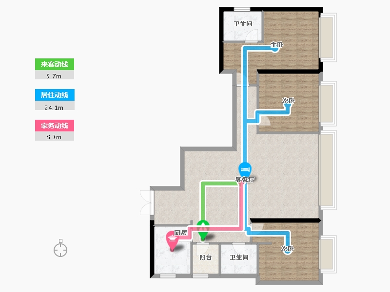 重庆-重庆市-日月光解放碑1号R3-113.60-户型库-动静线