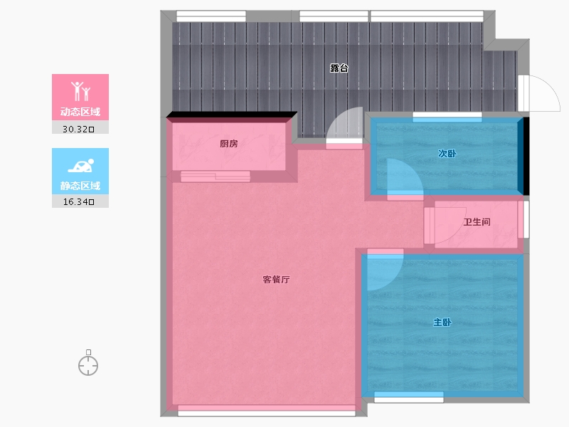 辽宁省-盘锦市-天力水榭春城-55.83-户型库-动静分区