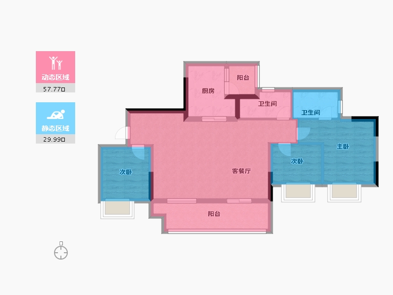 重庆-重庆市-寻光沙磁-77.29-户型库-动静分区