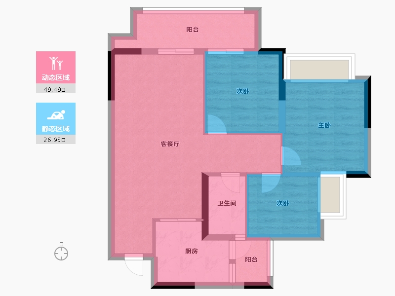 重庆-重庆市-寻光沙磁-68.00-户型库-动静分区