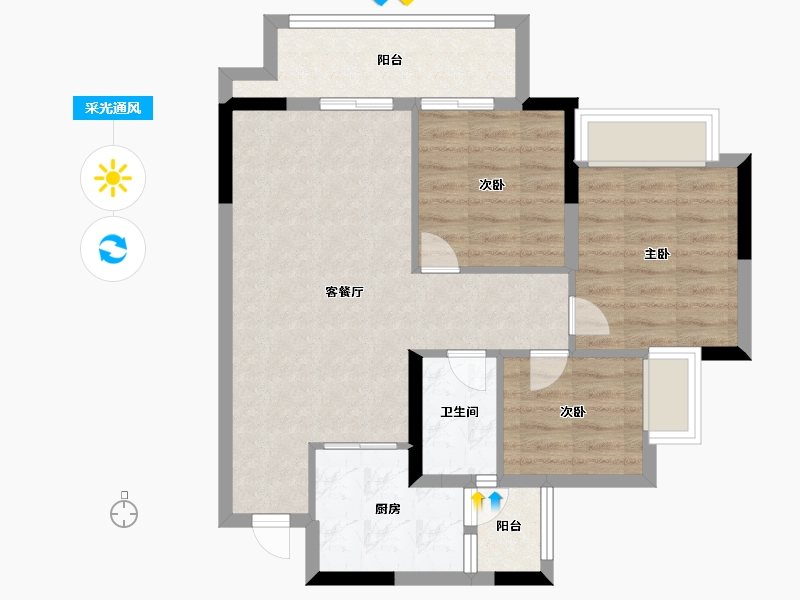 重庆-重庆市-寻光沙磁-68.00-户型库-采光通风