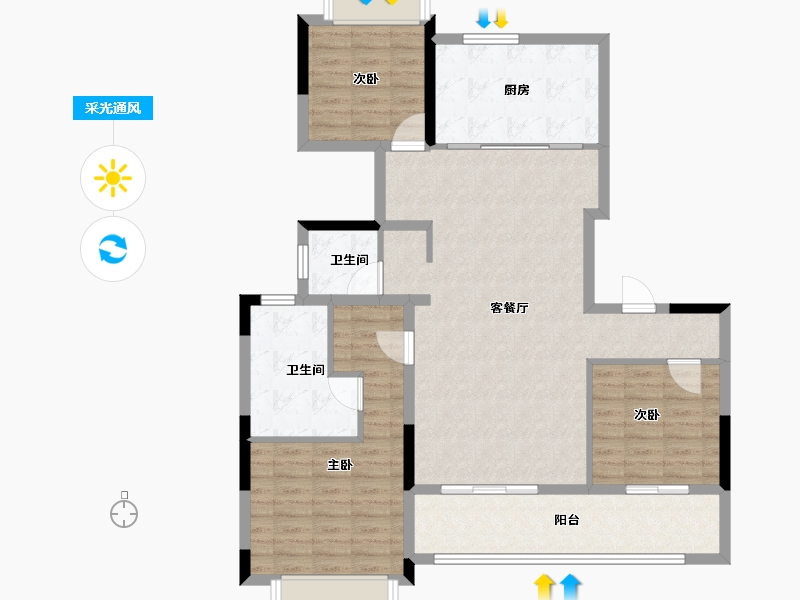 湖北省-武汉市-新城阅琨台-108.00-户型库-采光通风