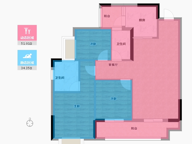 重庆-重庆市-寻光沙磁-76.20-户型库-动静分区