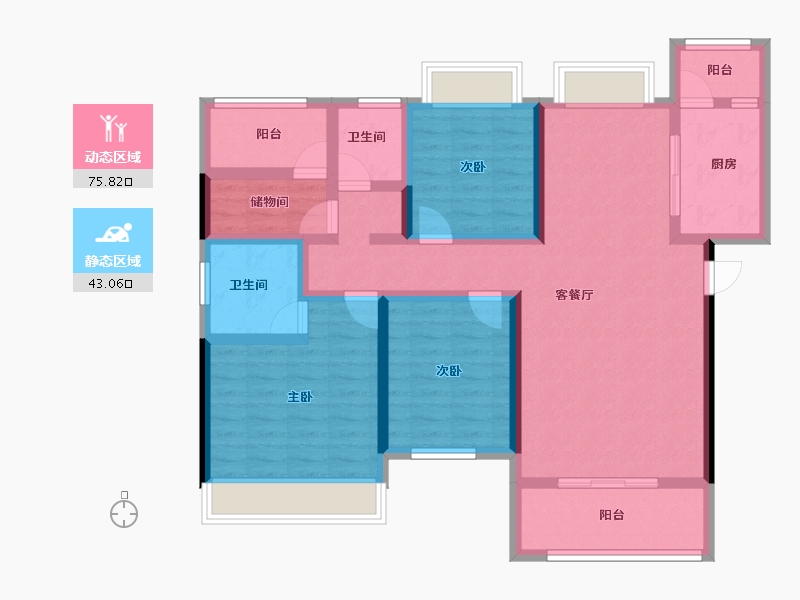 湖南省-长沙市-旭辉·国宸东方-104.29-户型库-动静分区