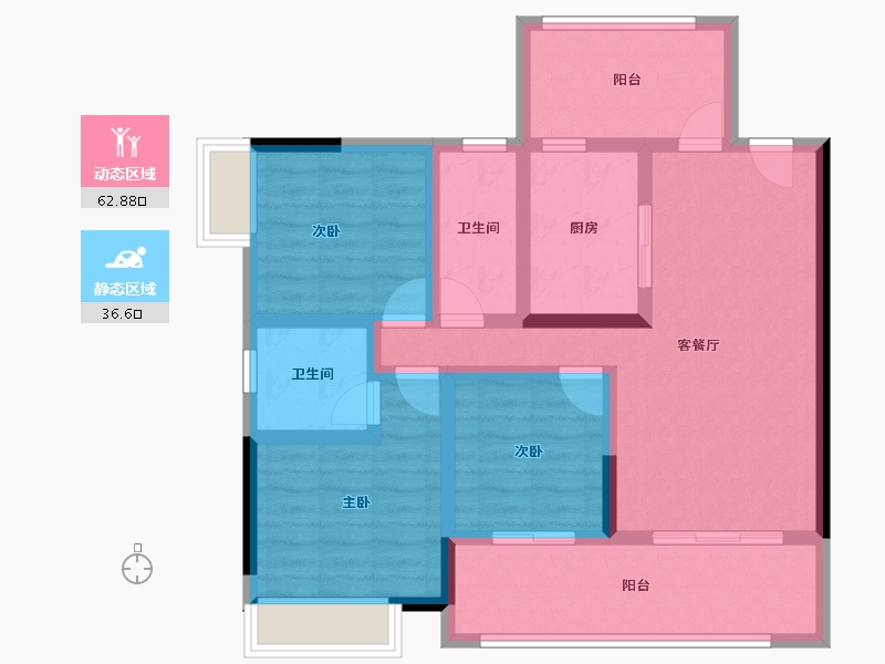 广东省-阳江市-宏强时代四期珺悦-87.09-户型库-动静分区