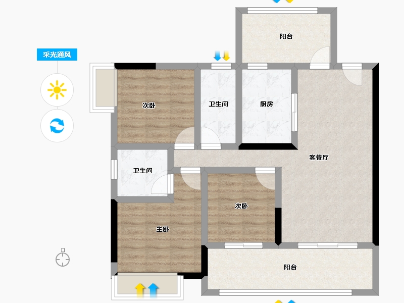 广东省-阳江市-宏强时代四期珺悦-87.09-户型库-采光通风