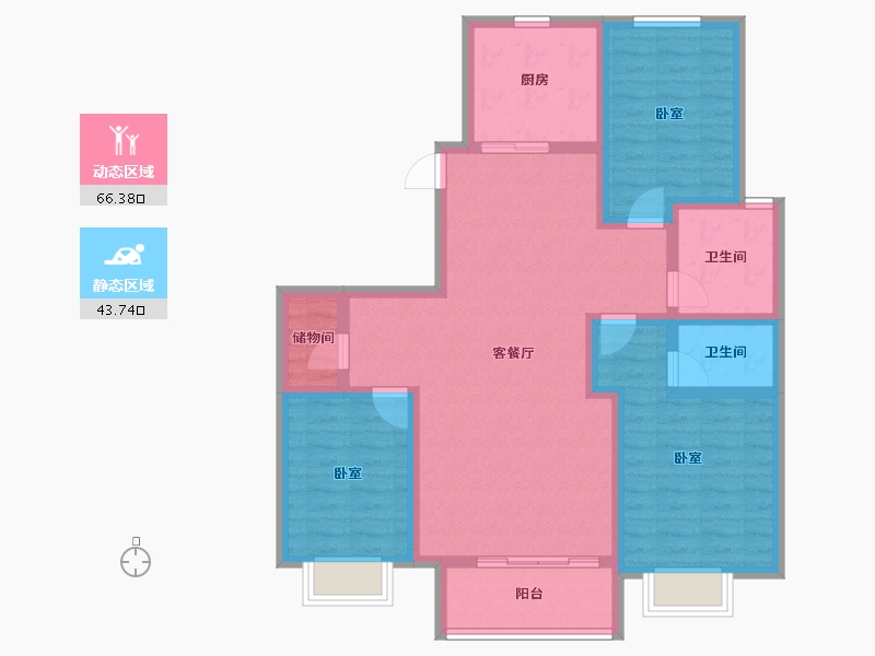 河北省-邢台市-瀚业紫御澜湾-97.62-户型库-动静分区